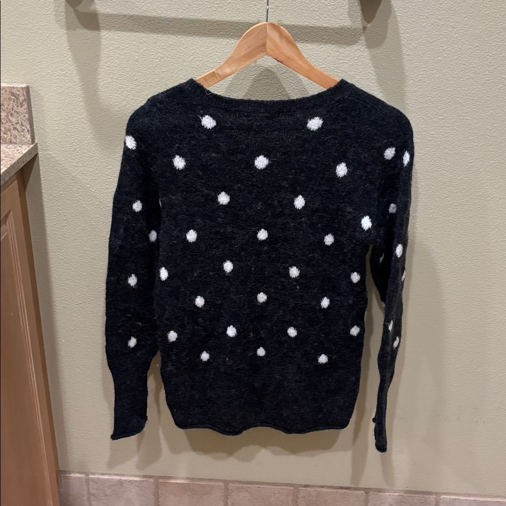 Logg Black and White Polka Dot fuzzy Sweater - Picture 7 of 10